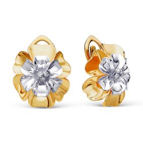 Серьги из лимонного золота КЮЗ Del'ta Dд120002л с бриллиантом Dд120002л фото