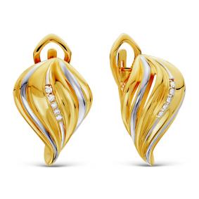 Серьги из лимонного золота КЮЗ Del'ta Dд120004л с бриллиантом Dд120004л фото