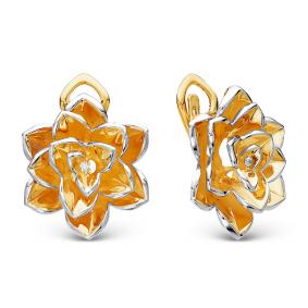 Серьги из лимонного золота КЮЗ Del'ta Dд120010л с бриллиантом Dд120010л фото