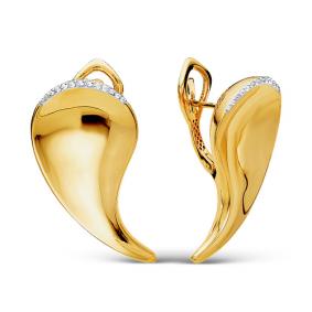 Серьги из лимонного золота КЮЗ Del'ta Dд120021л с бриллиантом Dд120021л фото