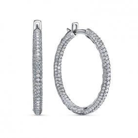 Серьги из белого золота КЮЗ Del'ta Dд1201455рб с бриллиантом Dд1201455рб фото