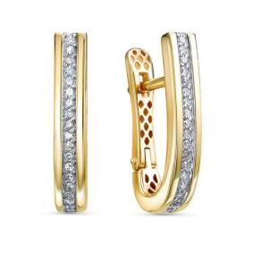 Серьги из лимонного золота КЮЗ Del'ta Dд1201469рл с бриллиантом Dд1201469рл фото