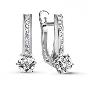 Серьги из белого золота КЮЗ Del'ta Dд1201479рб с бриллиантом Dд1201479рб фото