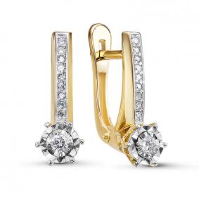 Серьги из лимонного золота КЮЗ Del'ta Dд1201479рл с бриллиантом Dд1201479рл фото