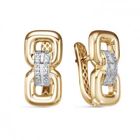 Серьги из лимонного золота КЮЗ Del'ta Dд1201579рл с бриллиантом Dд1201579рл фото