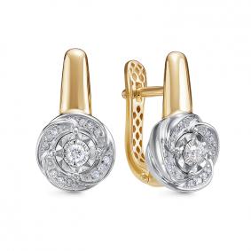 Серьги из лимонного золота КЮЗ Del'ta Dд1201597рл с бриллиантом Dд1201597рл фото