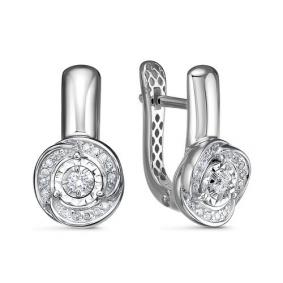 Серьги из белого золота КЮЗ Del'ta Dд1201604рб с бриллиантом Dд1201604рб фото