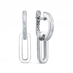 Серьги-трансформеры из белого золота КЮЗ Del'ta с бриллиантом Dд1201623рб Dд1201623рб фото