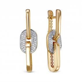 Серьги-трансформеры из лимонного золота КЮЗ Del'ta с бриллиантом Dд1201624рл Dд1201624рл фото