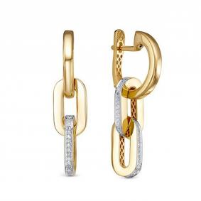 Серьги-трансформеры из лимонного золота КЮЗ Del'ta с бриллиантом Dд1201625рл Dд1201625рл фото