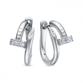 Серьги из белого золота КЮЗ Del'ta Dд1201656рб с бриллиантом Dд1201656рб фото