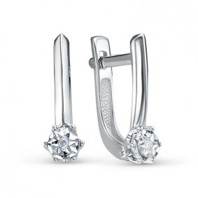 Серьги из белого золота КЮЗ Del'ta Dд1201696рб с бриллиантом Dд1201696рб фото