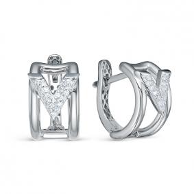 Серьги из белого золота КЮЗ Del'ta Dд1201769рб с бриллиантом Dд1201769рб фото