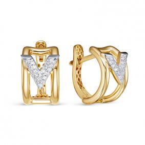 Серьги из лимонного золота КЮЗ Del'ta Dд1201769рл с бриллиантом Dд1201769рл фото