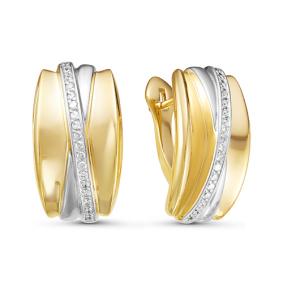 Серьги из лимонного золота КЮЗ Del'ta Dд120179л с бриллиантом Dд120179л фото