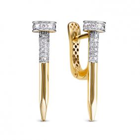 Серьги из лимонного золота КЮЗ Del'ta Dд1201802рл с бриллиантом Dд1201802рл фото