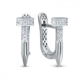 Серьги из белого золота КЮЗ Del'ta Dд1201803рб с бриллиантом Dд1201803рб фото