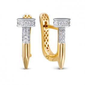 Серьги из лимонного золота КЮЗ Del'ta Dд1201803рл с бриллиантом Dд1201803рл фото