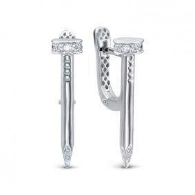 Серьги из белого золота КЮЗ Del'ta Dд1201809рб с бриллиантом Dд1201809рб фото