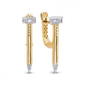 Серьги из лимонного золота КЮЗ Del'ta Dд1201809рл с бриллиантом Dд1201809рл фото