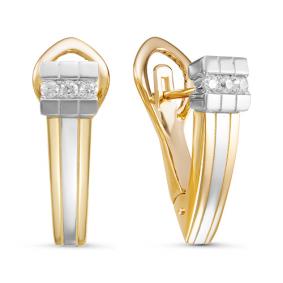 Серьги из лимонного золота КЮЗ Del'ta Dд120180л с бриллиантом Dд120180л фото
