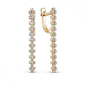 Серьги из лимонного золота КЮЗ Del'ta Dд1201828рл с бриллиантом Dд1201828рл фото