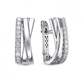 Серьги из белого золота КЮЗ Del'ta Dд1201834рб с бриллиантом Dд1201834рб фото