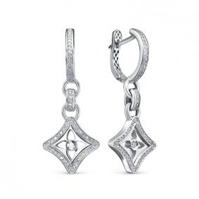 Серьги из белого золота КЮЗ Del'ta Dд1201840рб с бриллиантом Dд1201840рб фото