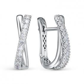 Серьги из белого золота КЮЗ Del'ta Dд1201857рб с бриллиантом Dд1201857рб фото