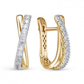 Серьги из лимонного золота КЮЗ Del'ta Dд1201857рл с бриллиантом Dд1201857рл фото