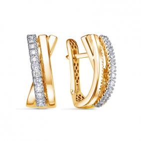 Серьги из лимонного золота КЮЗ Del'ta Dд1201864рл с бриллиантом Dд1201864рл фото