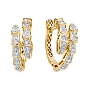 Серьги из лимонного золота Символ года Змея КЮЗ Del'ta с бриллиантом Dд1201892рл Dд1201892рл фото