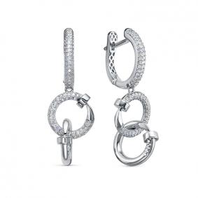 Серьги из белого золота КЮЗ Del'ta Dд1201936рб с бриллиантом Dд1201936рб фото