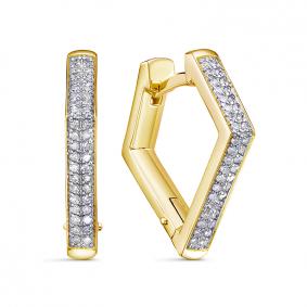 Серьги из лимонного золота КЮЗ Del'ta Dд1202001рл с бриллиантом Dд1202001рл фото