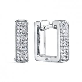 Серьги из белого золота КЮЗ Del'ta Dд1202005рб с бриллиантом Dд1202005рб фото