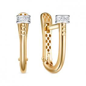 Серьги из лимонного золота КЮЗ Del'ta Dд1202042рл с бриллиантом Dд1202042рл фото