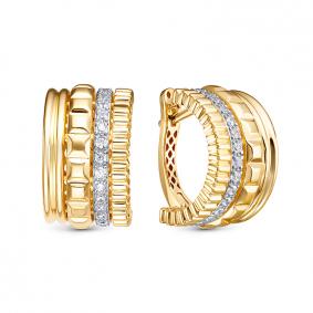 Серьги из лимонного золота КЮЗ Del'ta Dд1202043рл с бриллиантом Dд1202043рл фото