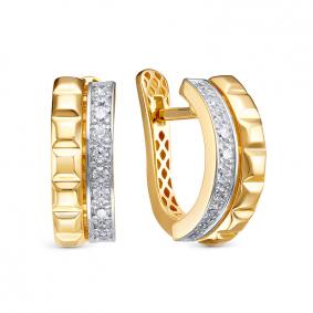 Серьги из лимонного золота КЮЗ Del'ta Dд1202047рл с бриллиантом Dд1202047рл фото