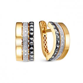 Серьги из лимонного золота КЮЗ Del'ta Dд1202051рл с бриллиантом Dд1202051рл фото