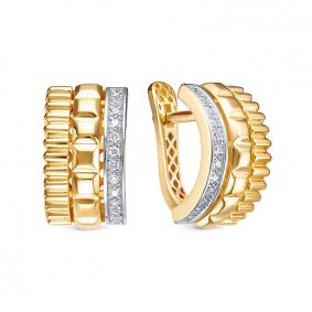 Серьги из лимонного золота КЮЗ Del'ta Dд1202052рл с бриллиантом Dд1202052рл фото