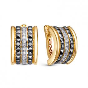 Серьги из лимонного золота КЮЗ Del'ta Dд1202055рл с бриллиантом Dд1202055рл фото