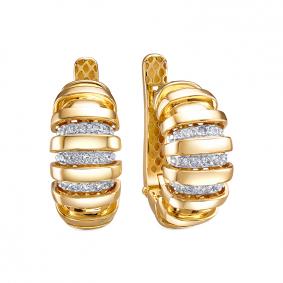 Серьги из лимонного золота КЮЗ Del'ta Dд1202061рл с бриллиантом Dд1202061рл фото