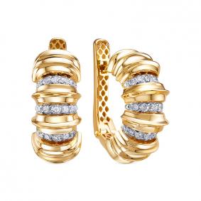 Серьги из лимонного золота КЮЗ Del'ta Dд1202063рл с бриллиантом Dд1202063рл фото