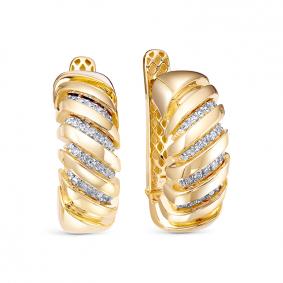 Серьги из лимонного золота КЮЗ Del'ta Dд1202067рл с бриллиантом Dд1202067рл фото