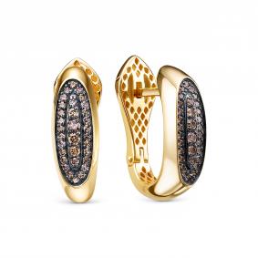 Серьги из лимонного золота КЮЗ Del'ta Dд1202095рл с бриллиантом Dд1202095рл фото