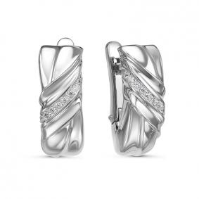 Серьги из белого золота КЮЗ Del'ta Dд120483рб с бриллиантом Dд120483рб фото