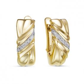 Серьги из лимонного золота КЮЗ Del'ta Dд120483рл с бриллиантом Dд120483рл фото