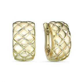 Серьги из лимонного золота КЮЗ Del'ta Dд120503л с бриллиантом Dд120503л фото