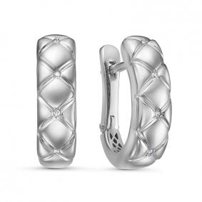 Серьги из белого золота КЮЗ Del'ta Dд120504б с бриллиантом Dд120504б фото