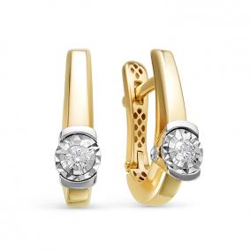 Серьги из лимонного золота КЮЗ Del'ta Dд120519рл с бриллиантом Dд120519рл фото